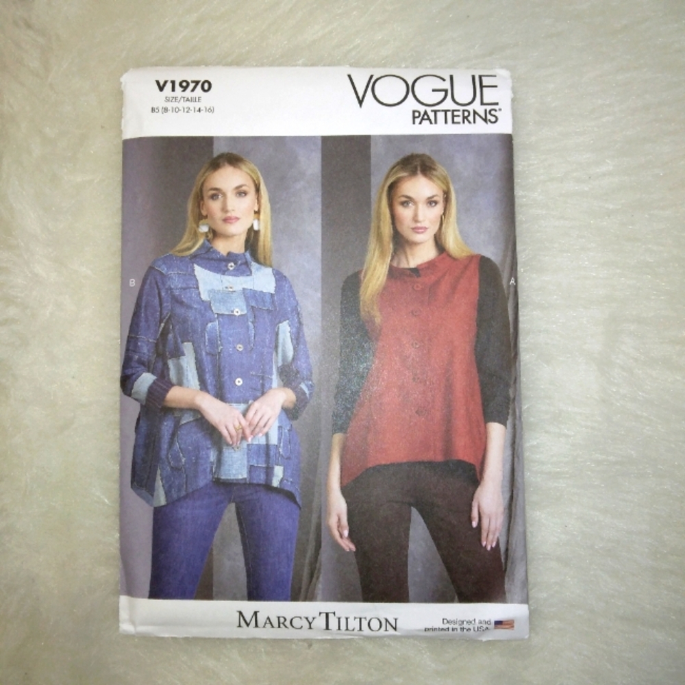 VOGUE V1970 Sz 8-16 Semi-fitted Vest And Jacket By Marcy Tilton